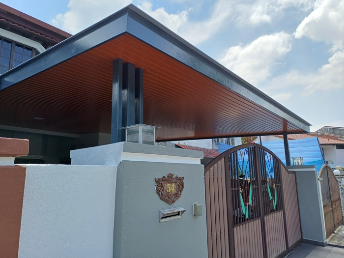 Metal grille and awning installation